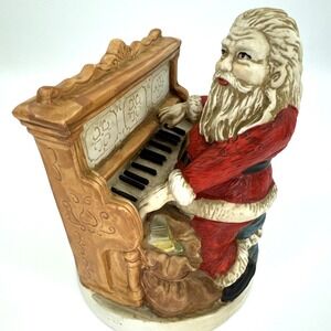 Vintage 1996 Ceramic Piano Playing Santa Christmas Music Box from Foley's